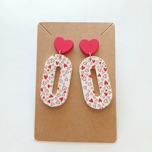 Fashion Jewelry Red and White Heart Earrings